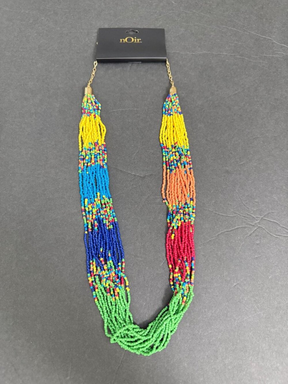 NWT nOir Multi-Strand ColorfulSeed Beaded Necklace Boho Tropical Colorful Native - Picture 2 of 9